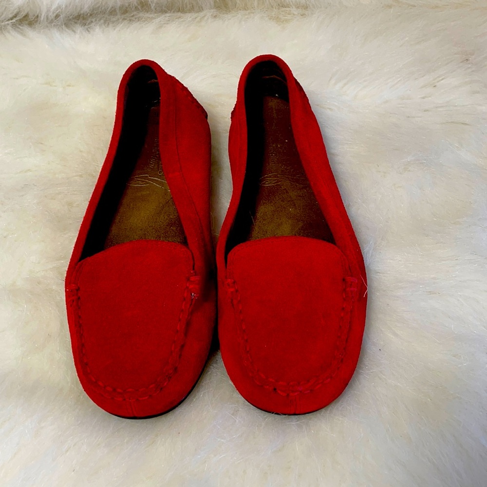 Cherry red suede flats